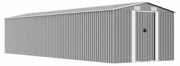 Szürke horganyzott acél kerti fészer 257 x 779 x 181 cm
