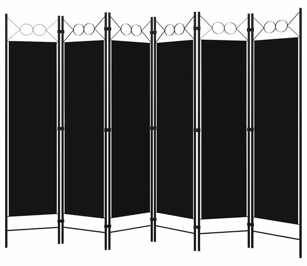 Fekete 6 paneles paraván 240 x 180 cm