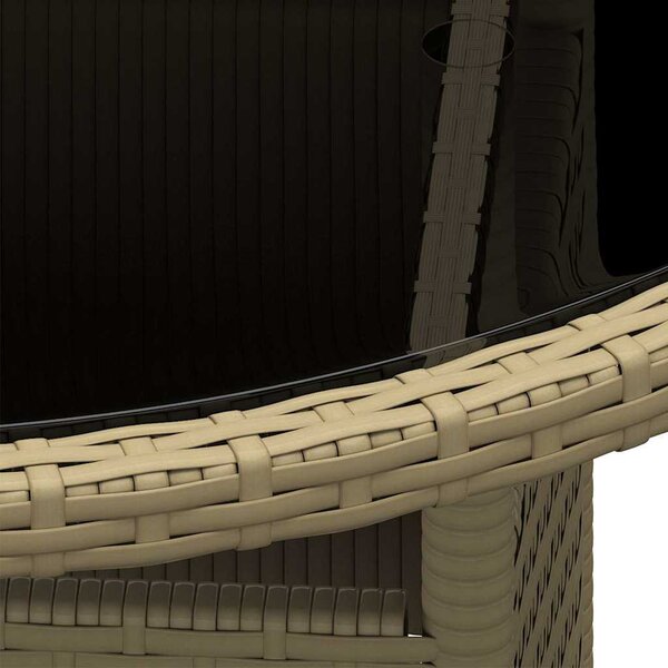 Bézs polyrattan és edzett üveg kerti asztal Ø80 x 75 cm