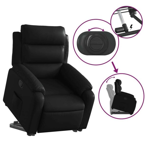 Relax Fotel Elektromos Emeléssel - Fekete Műbőr