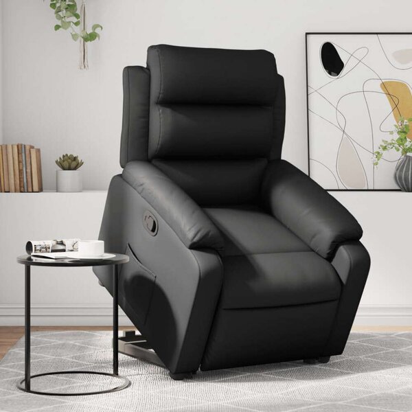 Relax Fotel Elektromos Emeléssel - Fekete Műbőr