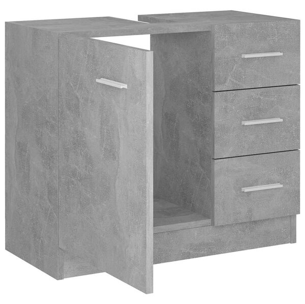 Betonszürke szerelt fa mosdószekrény 63 x 30 x 54 cm
