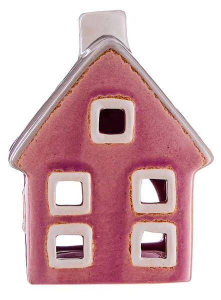 WINTER VILLAGE gyertyartó pink/szürke