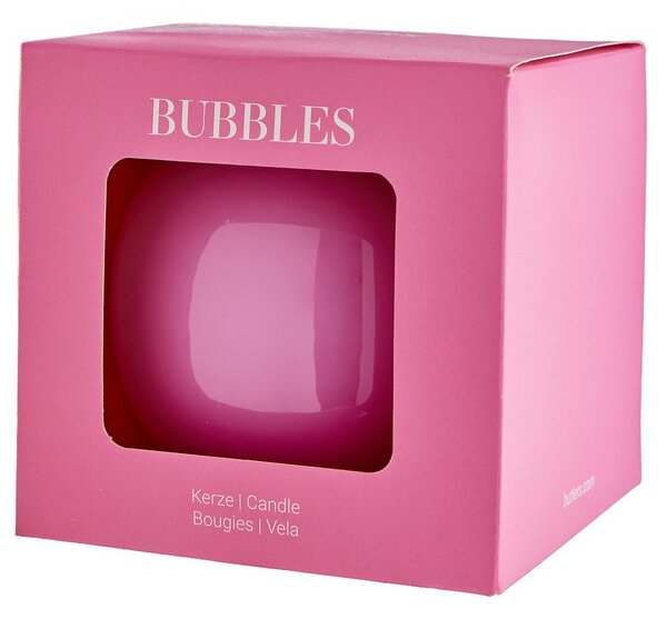 BUBBLES gömb gyertya Ø9 cm, fényes rózsaszín
