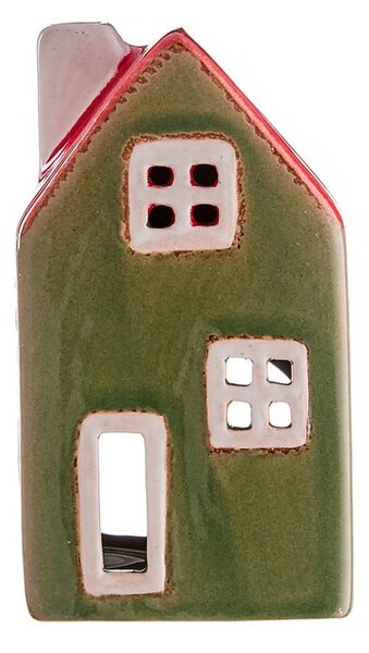 WINTER VILLAGE gyertyartó zöld/piros