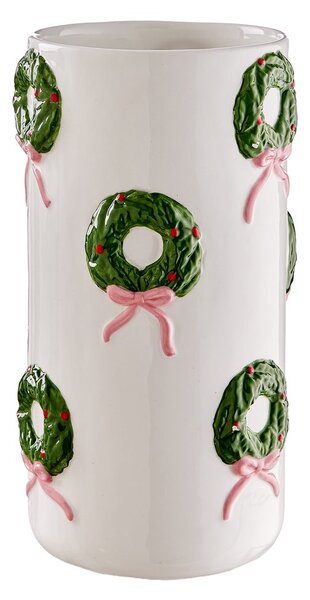 X-MAS kerámia váza 25cm, koszorúk