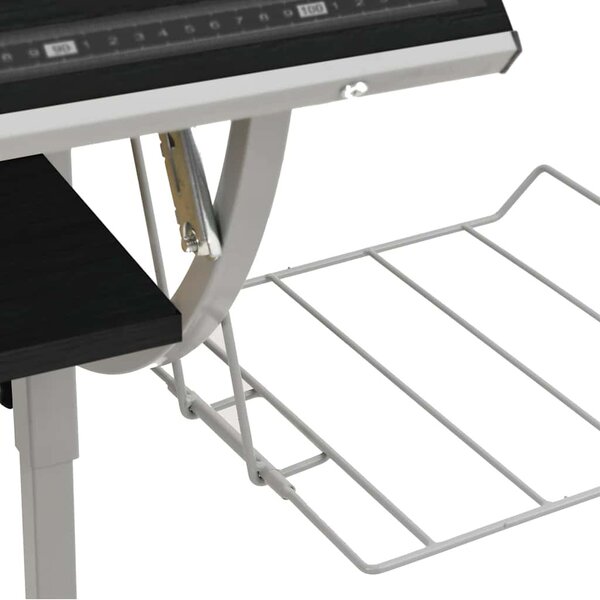 Fekete-szürke szerelt fa és acél íróasztal 110x53x(58-87) cm