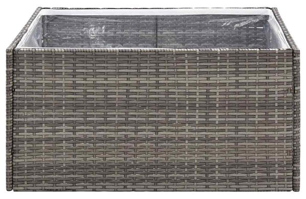 Szürke polyrattan kerti ültetőláda 80 x 80 x 40 cm