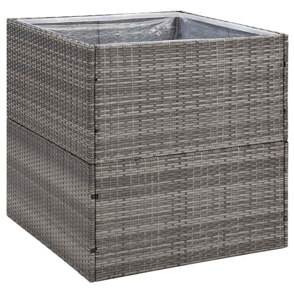 Szürke polyrattan kerti ültetőláda 80x80x80 cm