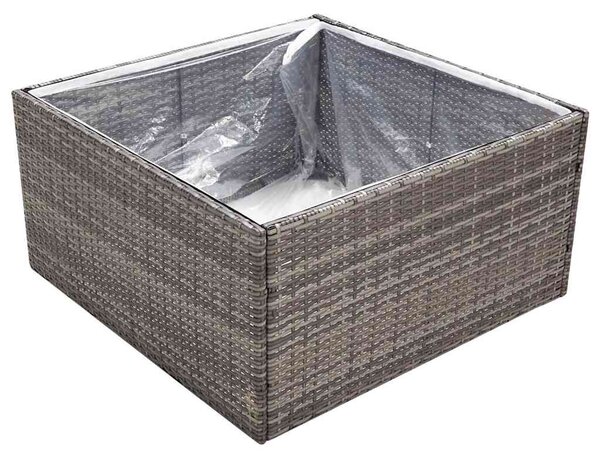 Szürke polyrattan kerti ültetőláda 80 x 80 x 40 cm