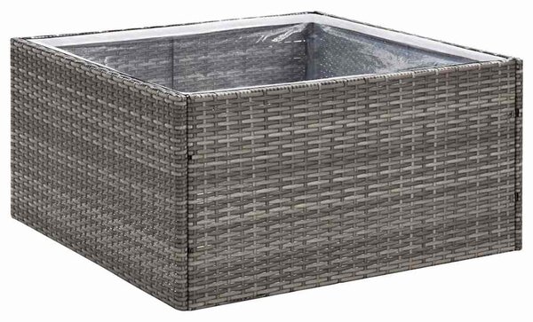 Szürke polyrattan kerti ültetőláda 80 x 80 x 40 cm