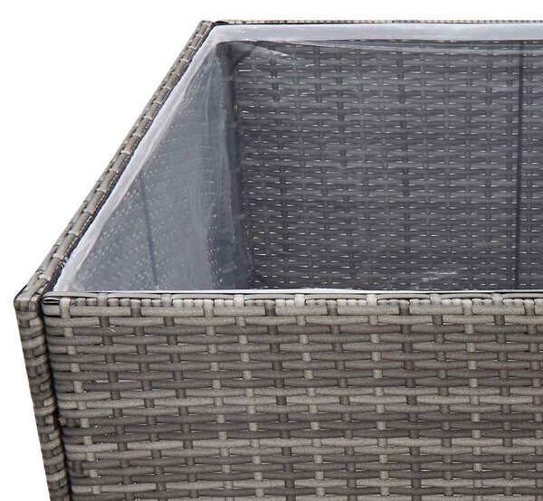 Szürke polyrattan kerti ültetőláda 157x80x80 cm