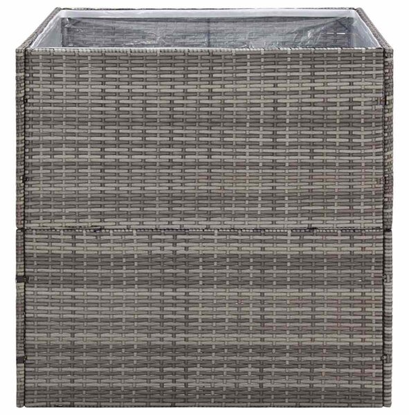 Szürke polyrattan kerti ültetőláda 80x80x80 cm
