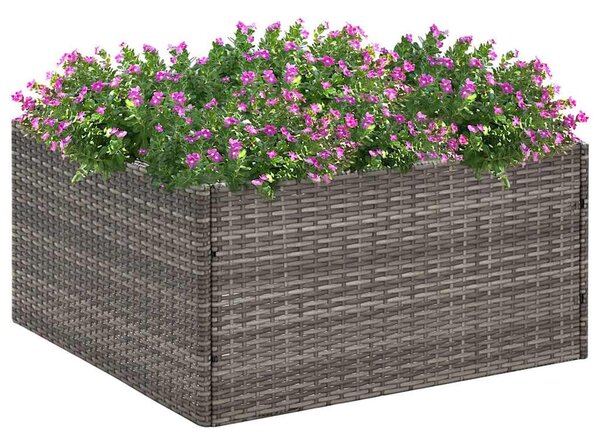 Szürke polyrattan kerti ültetőláda 80 x 80 x 40 cm