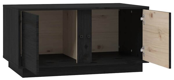 Fekete tömör fenyőfa dohányzóasztal 80 x 50 x 40 cm