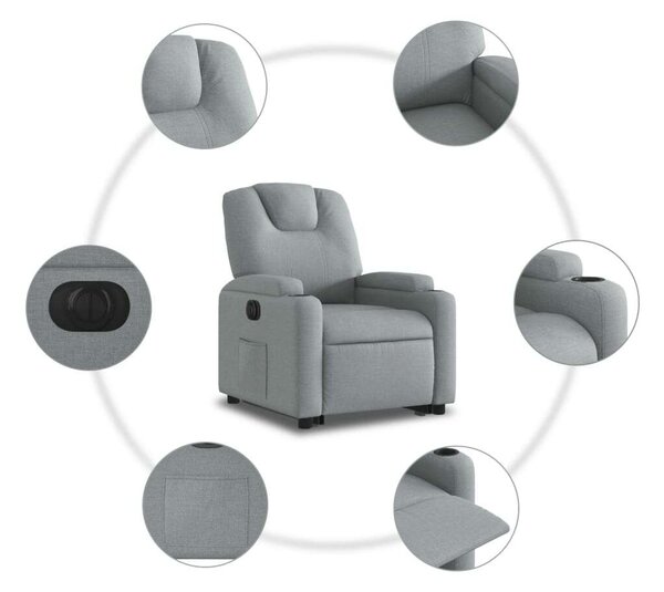 VidaXL Elektromos Dönthető Fotel - Világosszürke