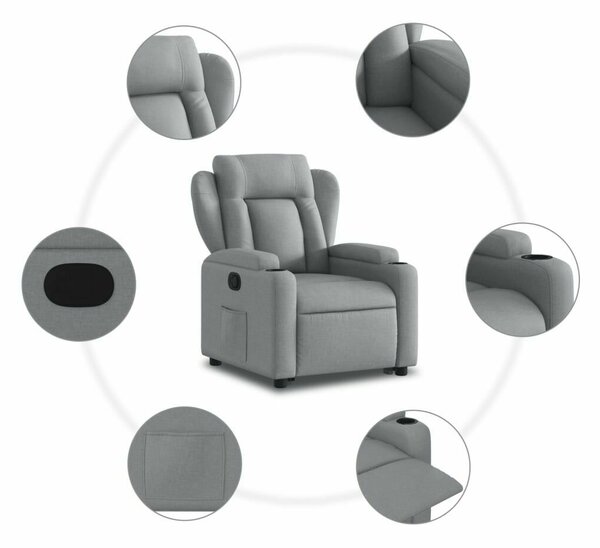 Relax Fotel Elektromos Emeléssel - Világos Szürke