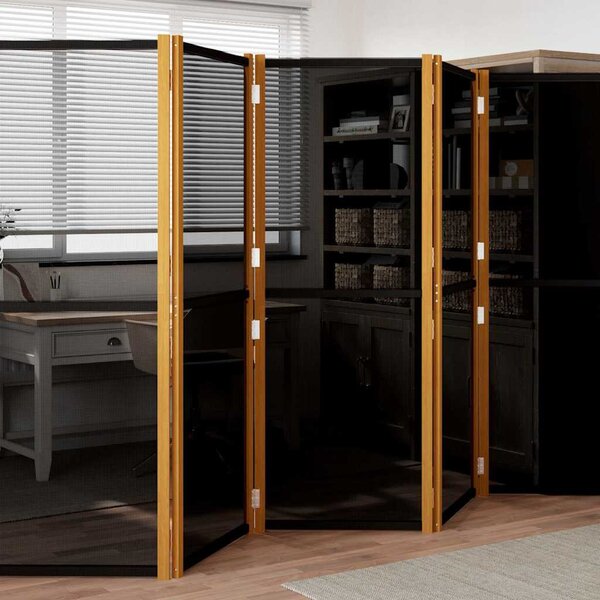 Fekete 5 paneles térelválasztó 350x180 cm