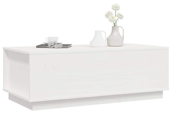 Fehér tömör fenyőfa dohányzóasztal 100x50x35 cm