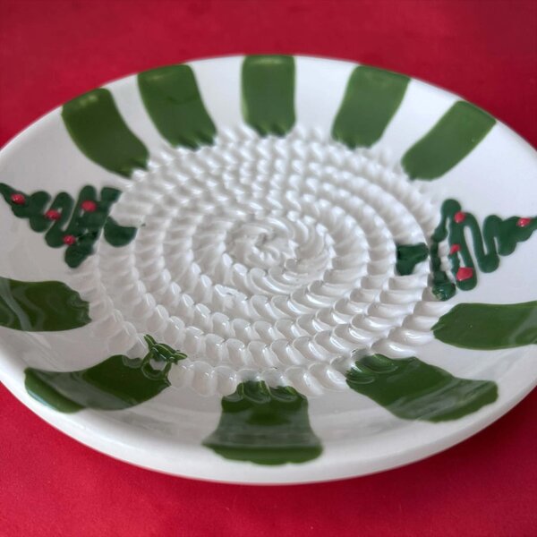 Verde Navidad kézzel festett spanyol karácsonyi kerámia kistányér – 12 cm