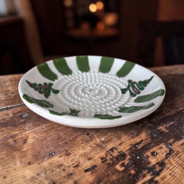 Verde Navidad kézzel festett spanyol karácsonyi kerámia kistányér – 12 cm