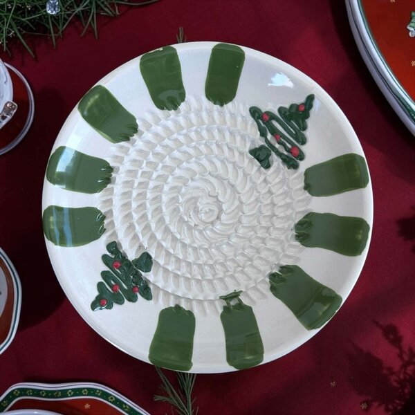 Verde Navidad kézzel festett spanyol karácsonyi kerámia kistányér – 12 cm