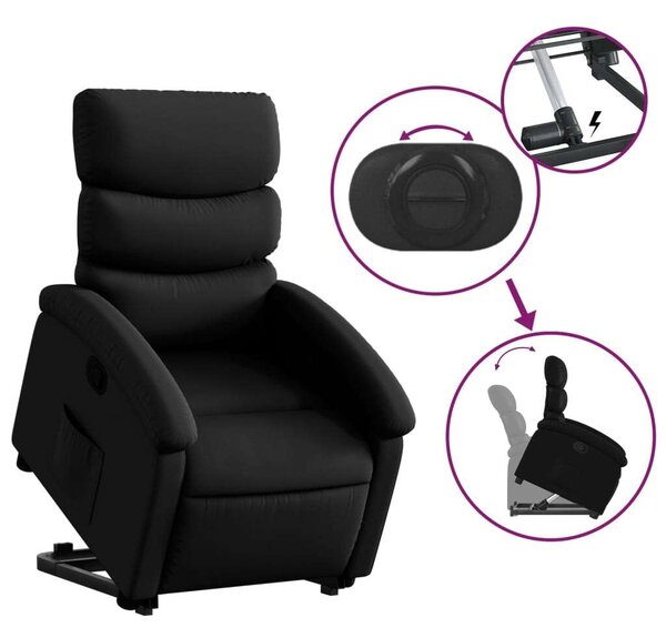 Relax Fotel Elektromos Emeléssel - Fekete Műbőr