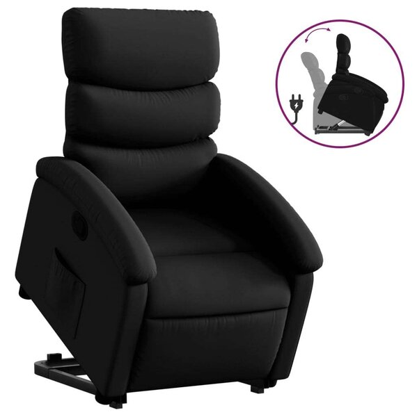 Relax Fotel Elektromos Emeléssel - Fekete Műbőr