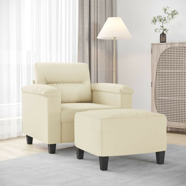 VidaXL krémszínű műbőr kanapéfotel lábtartóval 60 cm