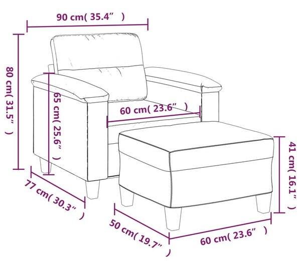 VidaXL krémszínű műbőr kanapéfotel lábtartóval 60 cm