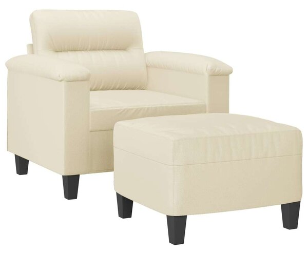 VidaXL krémszínű műbőr kanapéfotel lábtartóval 60 cm