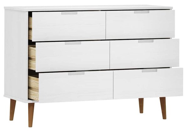 MOLDE fehér tömör fenyőfa fiókos szekrény 113 x 40 x 80 cm