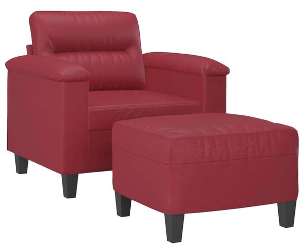 VidaXL bordó műbőr kanapéfotel lábtartóval 60 cm