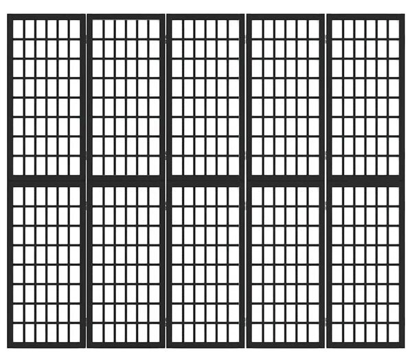 5 paneles fekete japán stílusú összecsukható paraván 200x170 cm