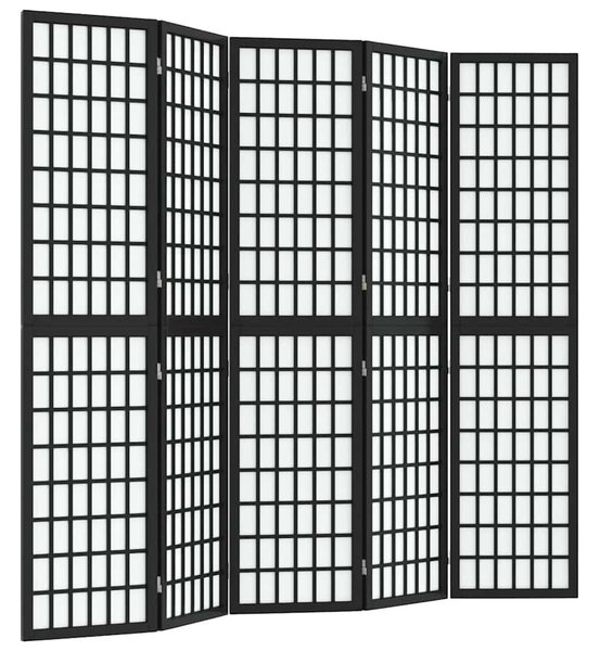 5 paneles fekete japán stílusú összecsukható paraván 200x170 cm