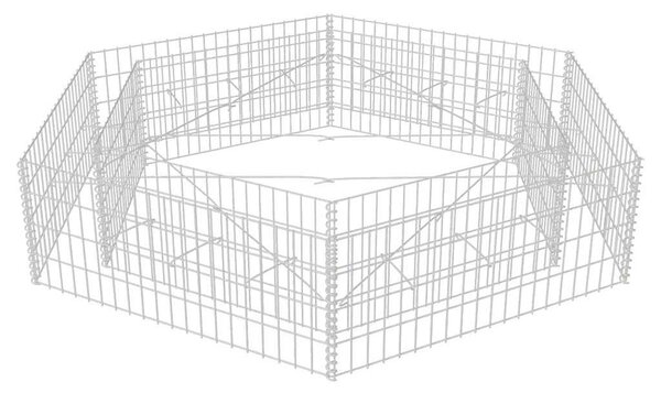 Hatszögletű gabion magaságyás 200 x 173 x 40 cm