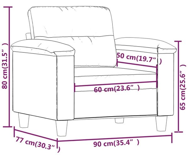 VidaXL fekete mikroszálas szövet kanapéfotel 60 cm