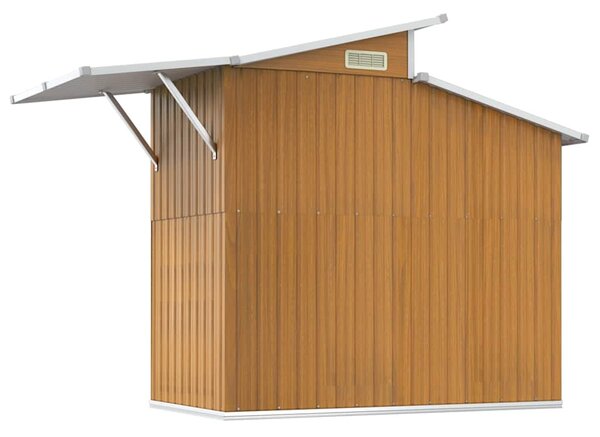 Barna horganyzott acél kerti fészer 270 x 130 x 208,5 cm