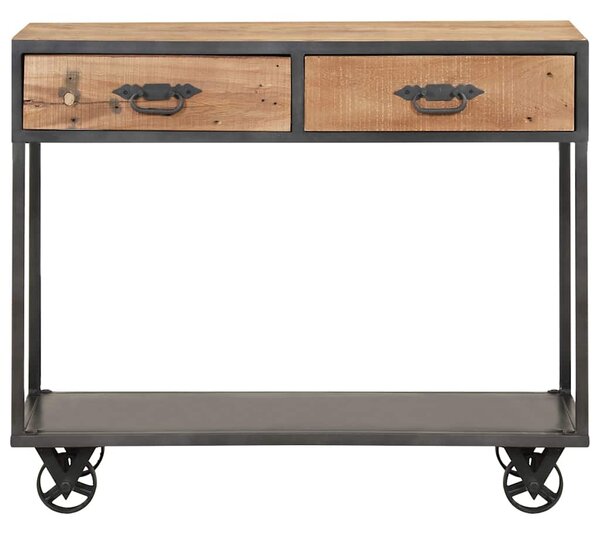 Tömör nyers újrahasznosított fa tálalóasztal 90 x 35 x 74 cm
