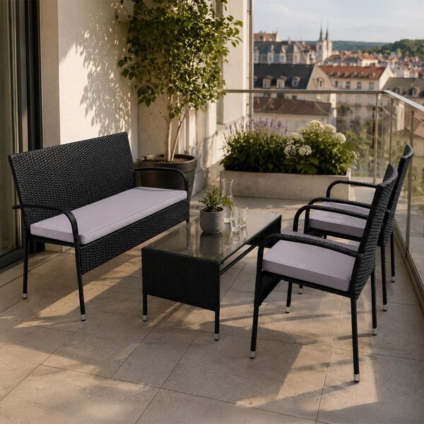 Avenberg PARIS 4-részes kerti bútor szett - fekete