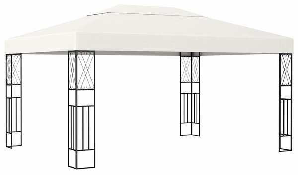 Krémszínű szövet pavilon LED fényfüzérrel 3 x 4 m
