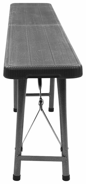 2 db fekete összecsukható HDPE kerti pad 180 cm