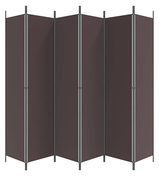 6 paneles barna szövet paraván 300 x 220 cm