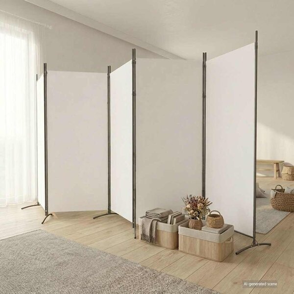 Fehér 5 paneles paraván 433x180 cm szövet