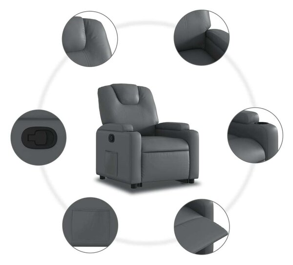 Elektromos Fotel Felállássegítővel - Szürke Műbőr