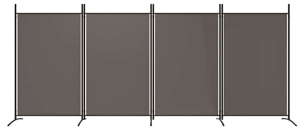 4 paneles antracitszürke szövet térelválasztó 346x180 cm