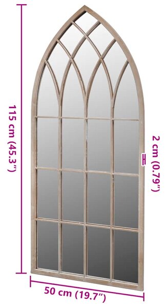 Gótikus íves kerti tükör kültéri/beltéri használatra 50x115cm