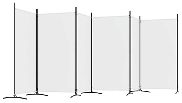 6 paneles fehér szövet térelválasztó 520x180 cm