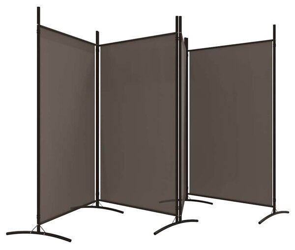 4 paneles antracitszürke szövet térelválasztó 346x180 cm