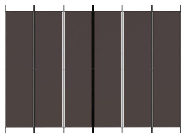 6 paneles barna szövet paraván 300 x 220 cm